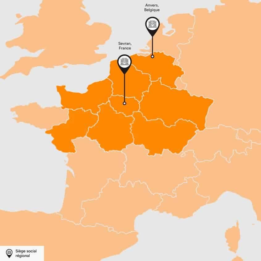 Carte illustrant l'emplacement du siège de Frisomat France à Sevran