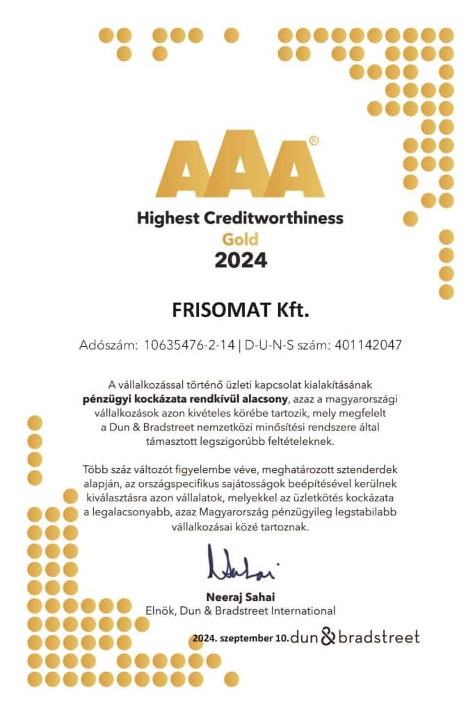 Elhoztuk az aranyat! 5 Frisomat HU dun bradstreet 2024